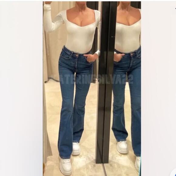 Zara Blue ZW MID-RISE BOOTCUT JEANS Size 16 US - Picture 11 of 11